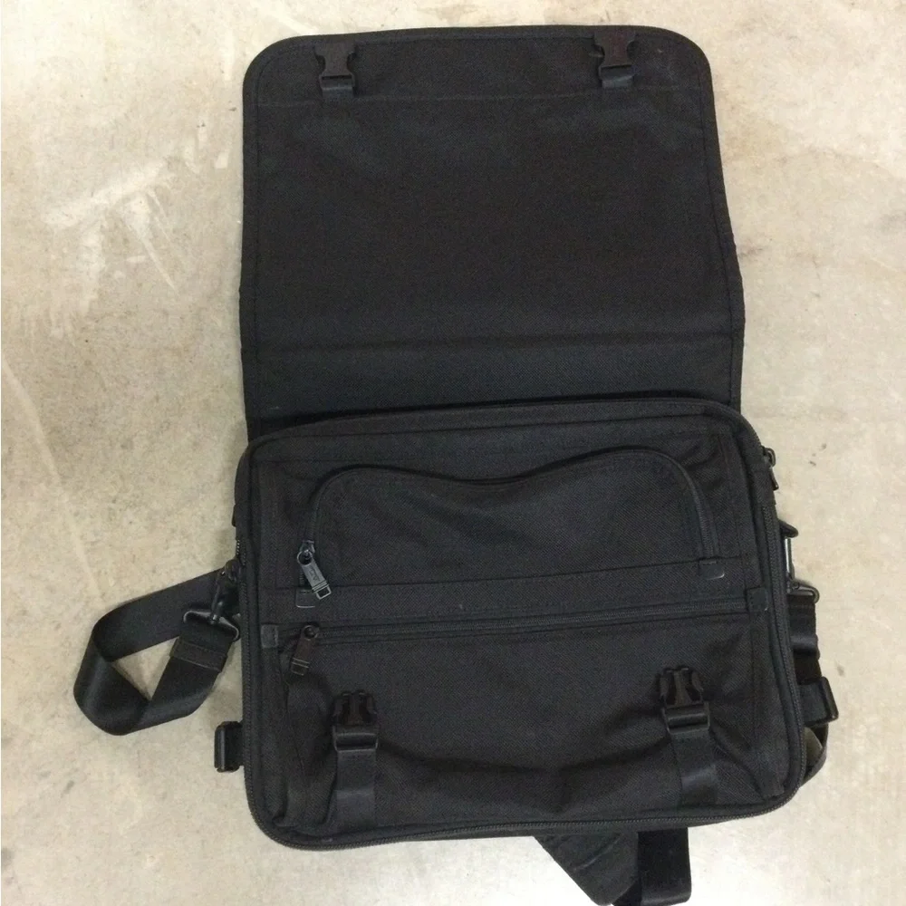Men's Black Messenger Briefcase with Adjustable Strap